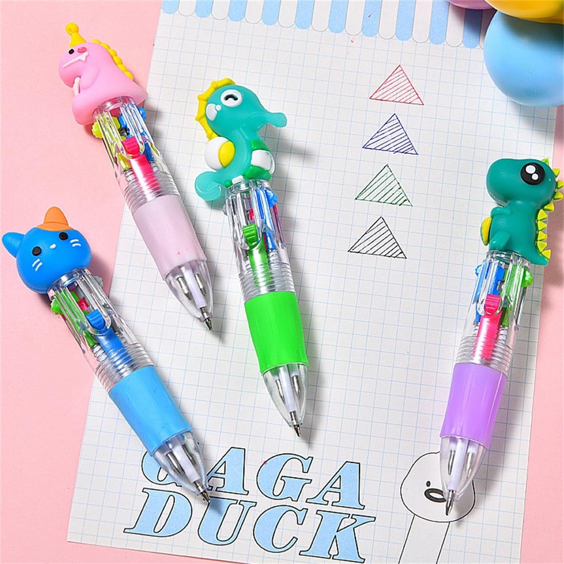 Arthink Mini Multicolor Pens, 4 in1 Kawaii Animal Party Bag Pen, Ballpoint Pens for Birthdays and