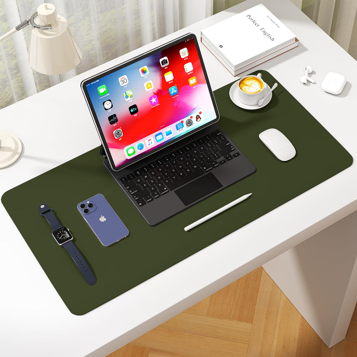 Leather Desk Pad Protector, Waterproof Mouse Pad, PU Desk Mat, Office Desk Cover, Desk Writing Mat