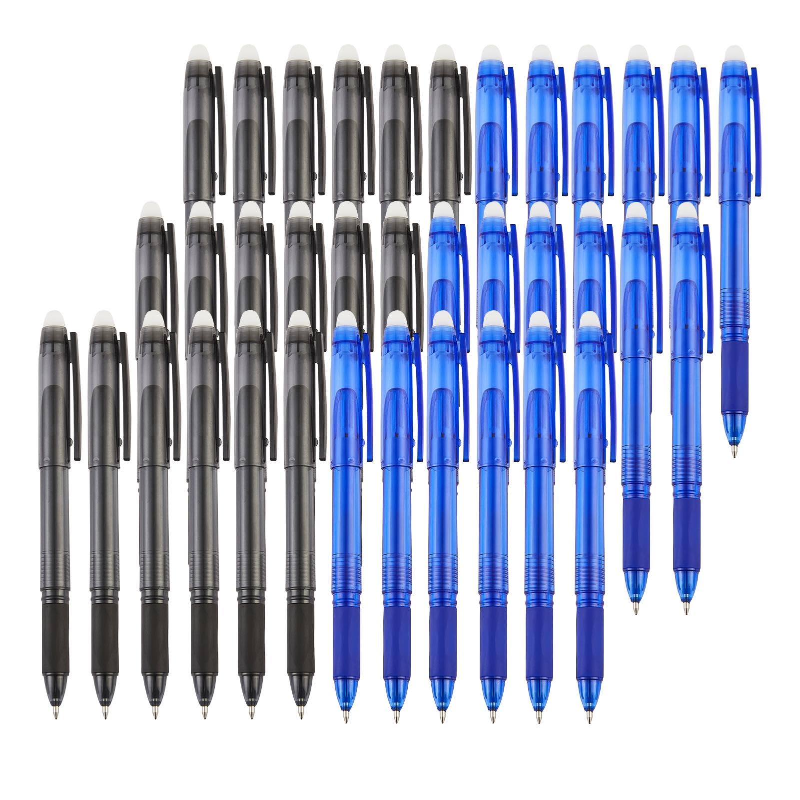 Volcanics Erasable Gel Pens, 36 Pack, 18 Blue & 18 Black, 0.7mm