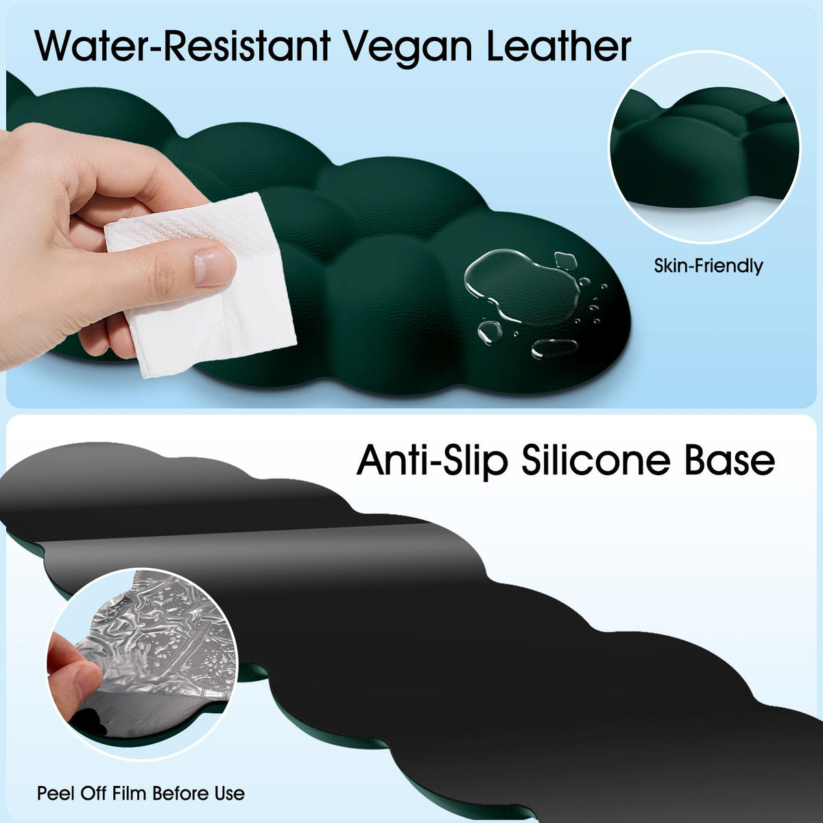 Retuhapy Cloud Wrist Rest Keyboard Cushion and Cloud Mouse Pad, Dark Green