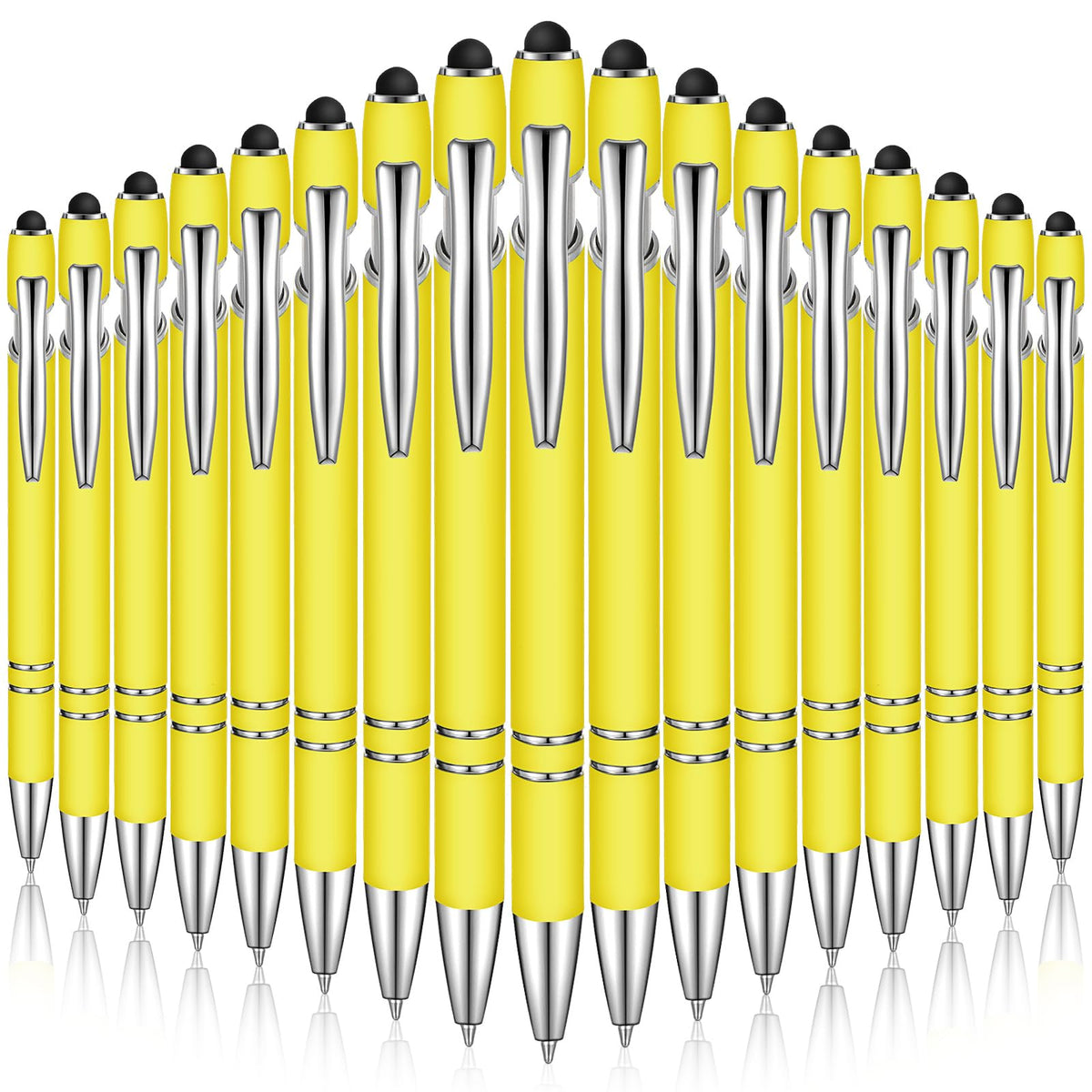 Zonon 38 Pcs Stylus Ballpoint Pens, Metal Rubberized Grip, Yellow