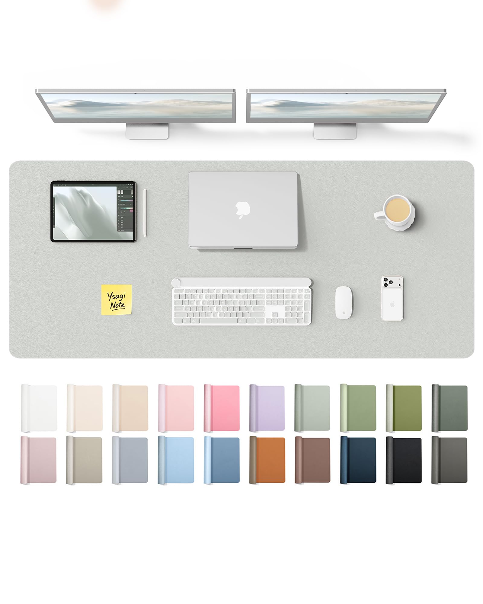 YSAGi Leather Desk Pad Protector, Office Desk Mat, Large Mouse Pad, Non-Slip PU Leather Desk