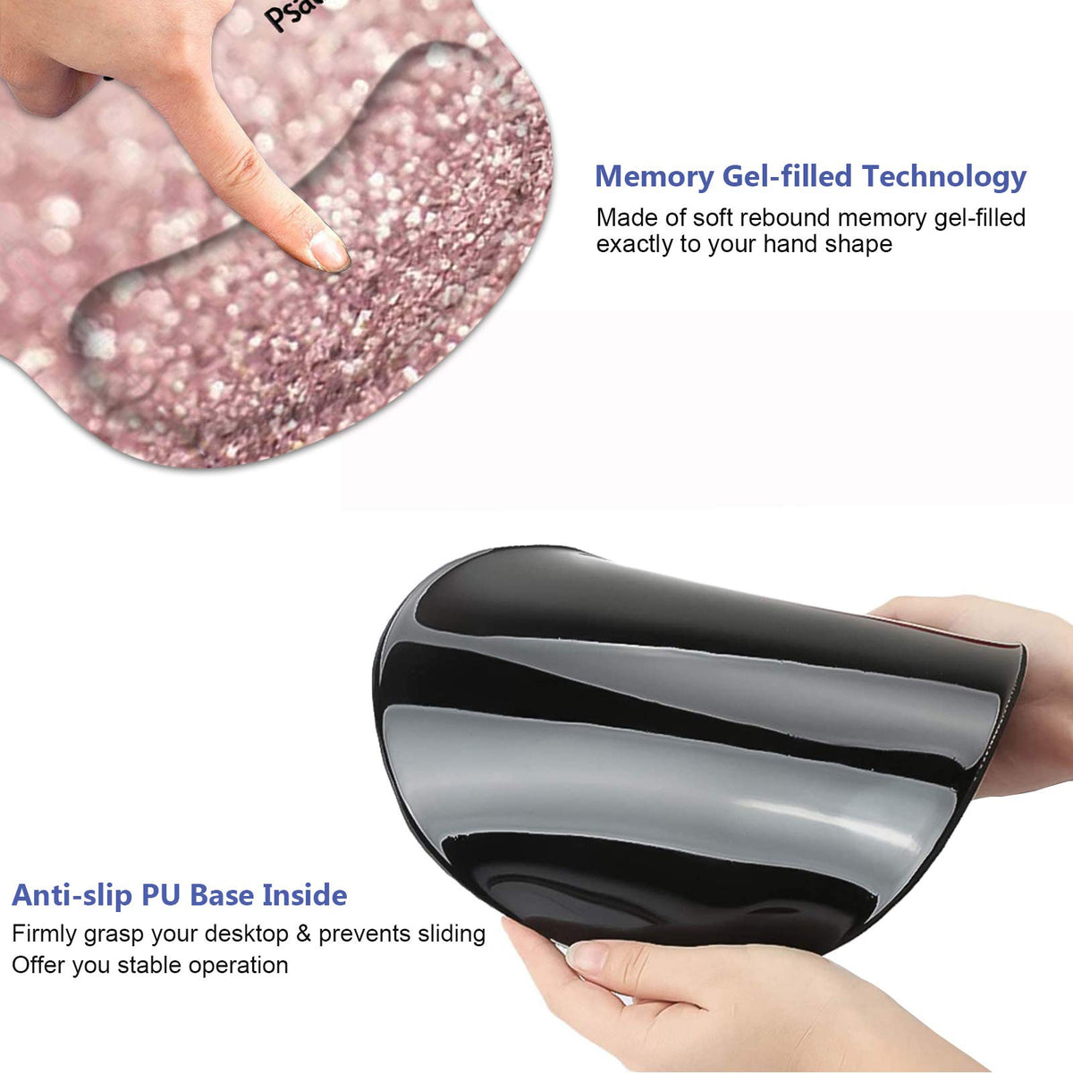 Ergonomic Mouse Pad Wrist Support and Coffee Coaster, Cute Wrist Rest Pad with Non-Slip PU Base for
