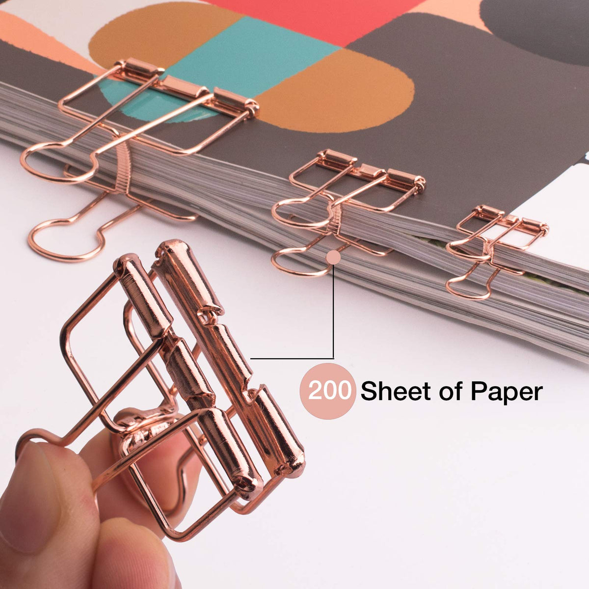 Rose Gold Wire Binder Clips & Paper Clips Set, Assorted Sizes