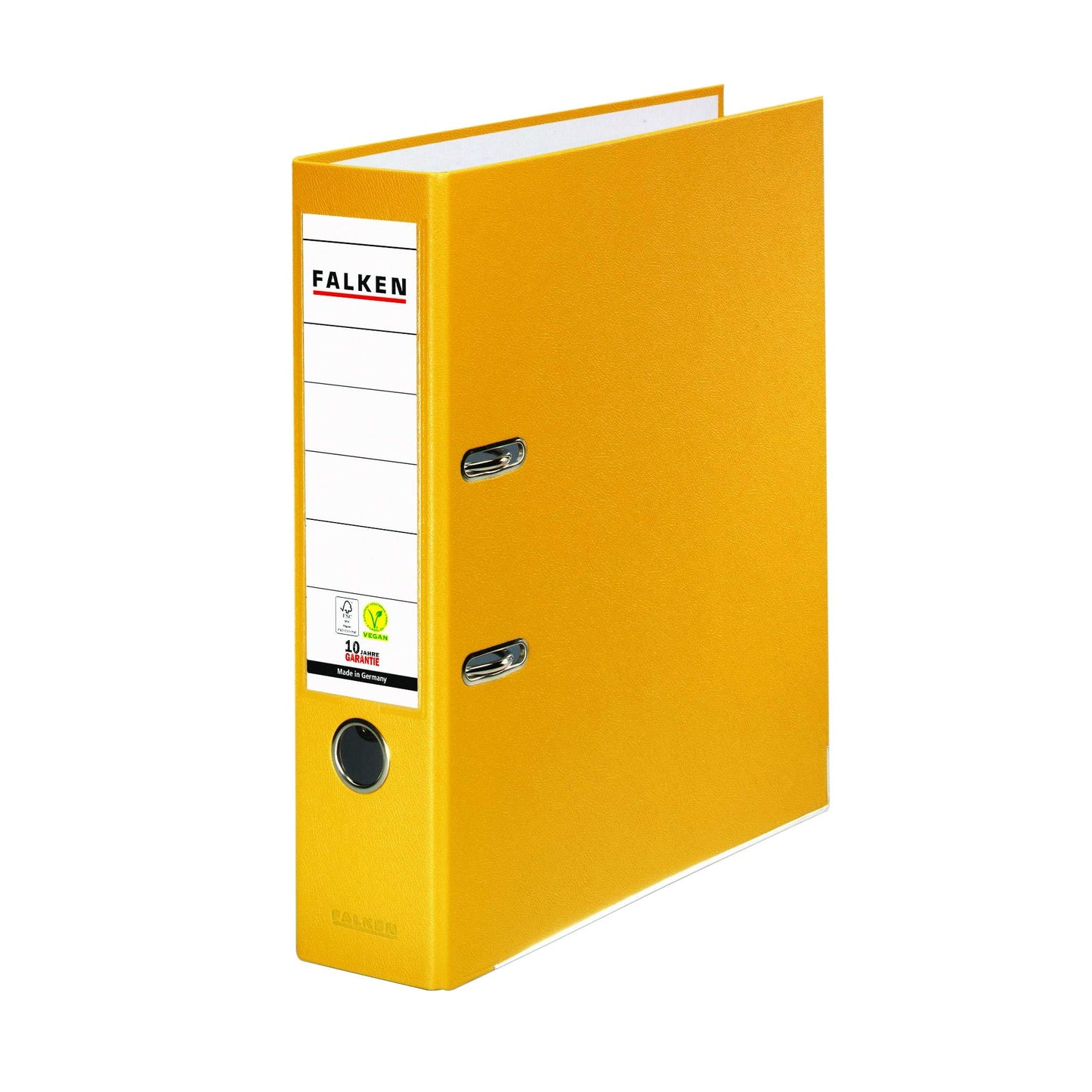 Falken - Pack of 3 Original Polypropylene Folders, 8 cm Wide, DIN A4, Yellow, Vegan Plastic