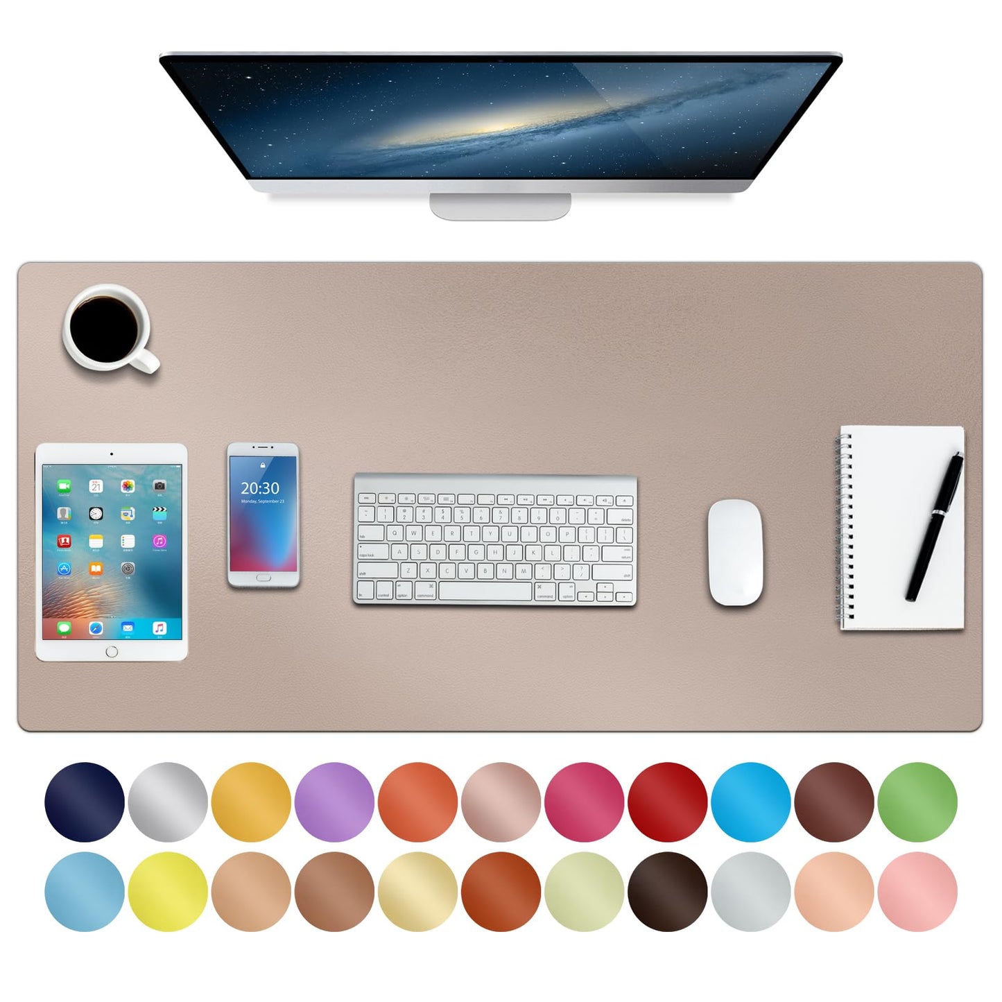 Boutilon Leather Desk Pad Protector,Non-Slip Mouse Pad,Laptop Desk Pad,Office Mouse Mat,Waterproof