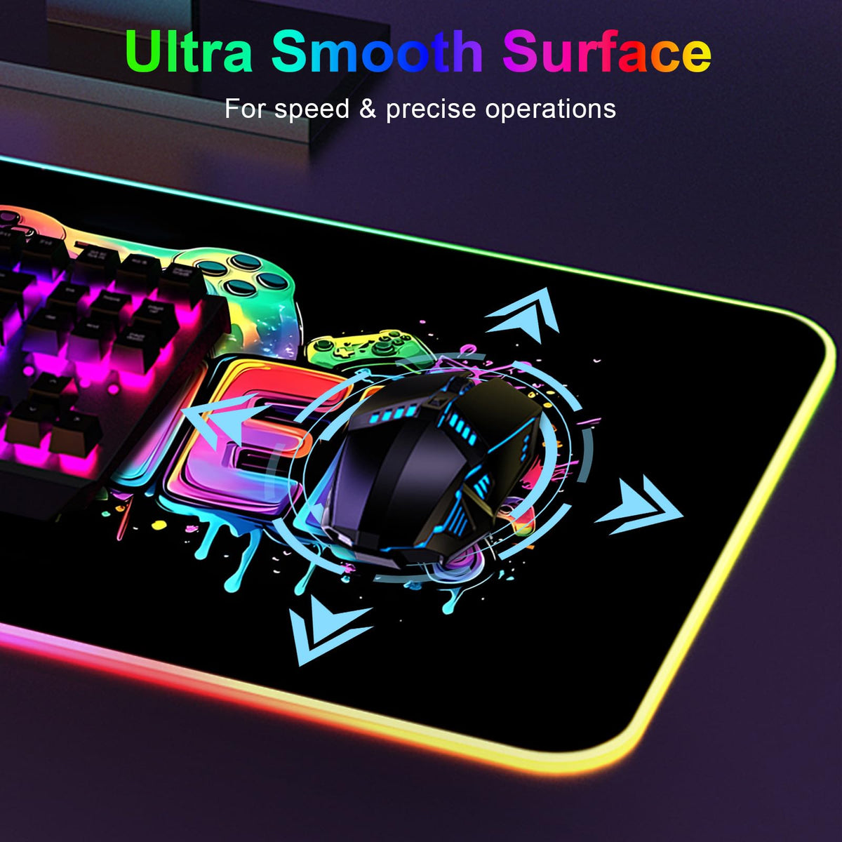 Mouse Pad 31.5 X 11.8 Inches RGB Mouse Mat with 13 Light Modes