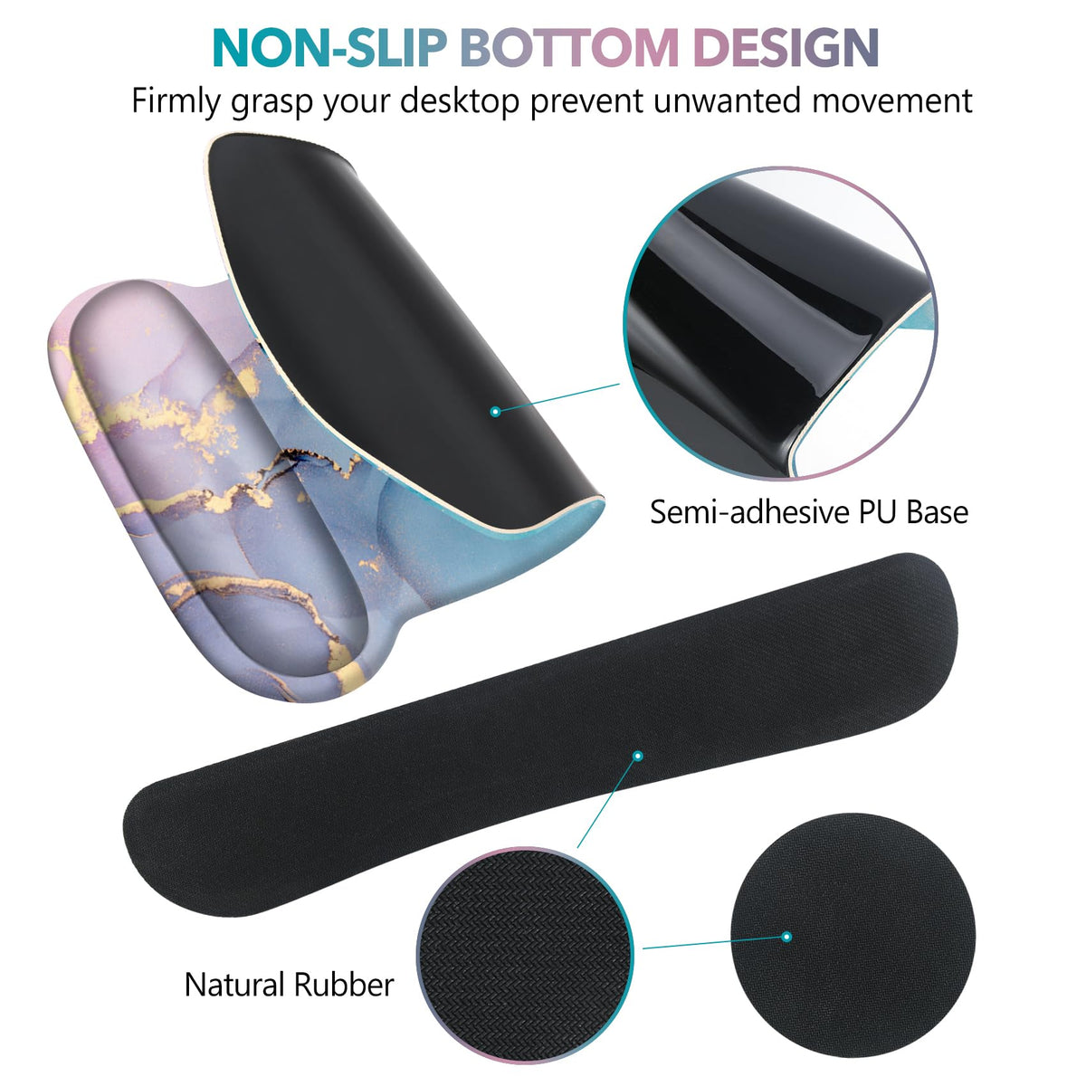 AIMSA Mouse Pad Wrist Support Set Keyboard Wrist Rest, Ergonomic Memory Foam Non-Slip Base Easy