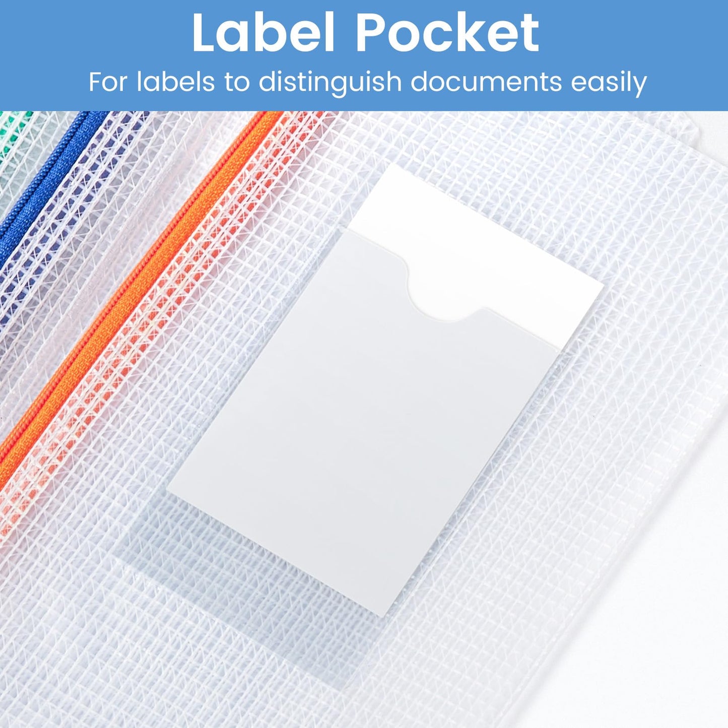 Sooez 24 Pack Mesh Zipper Pouch Bags with Label Pocket, A5 (9.4×6.8 in) Small Pencil Case Pouch for