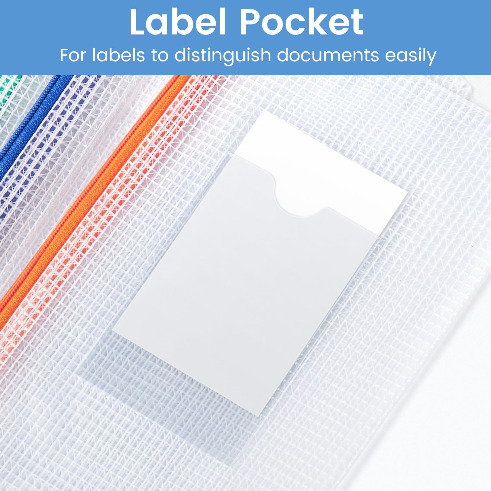 Sooez 24 Pack Mesh Zipper Pouch Bags with Label Pocket, A5 (9.4×6.8 in) Small Pencil Case Pouch for