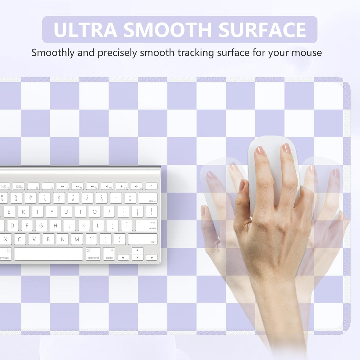 iCasso Desk Pad Mat, Cute Desk Matt for Desktop, Purple Checkered