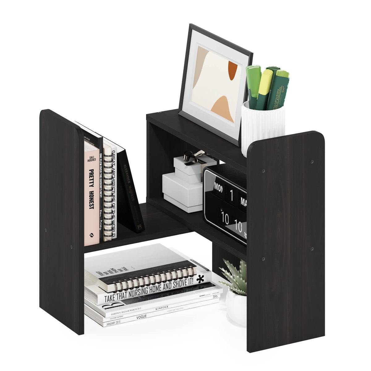 Furinno Classic Desktop Organizer Storage Rack Adjustable Free Style Rotation Display Bookshelf