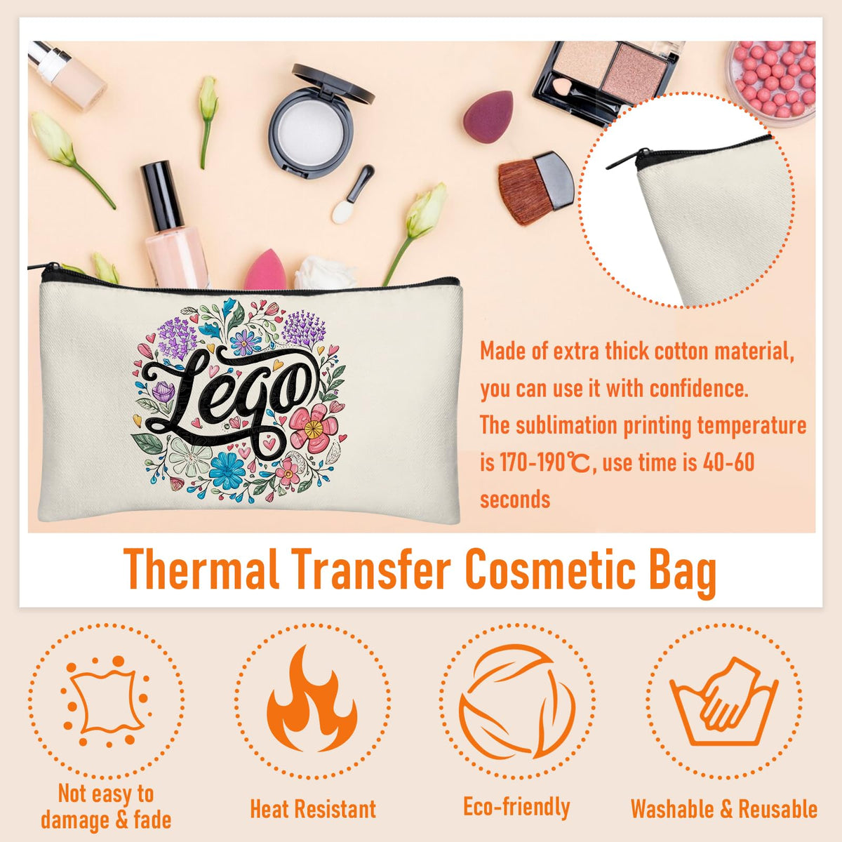 Legigo 24 Pack Beige Canvas Makeup Bags DIY Craft Bag- Blank DIY Craft Bag Canvas Pencil Case