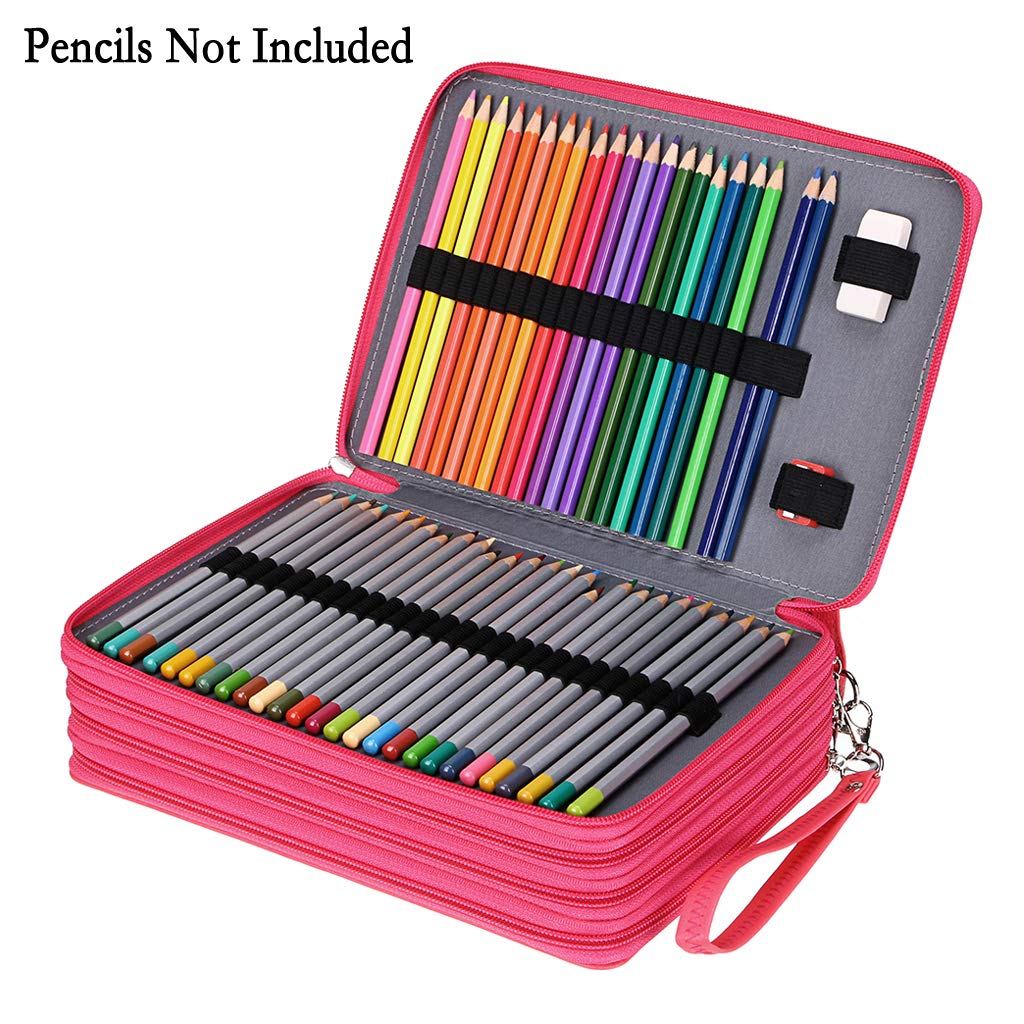BTSKY 200 Slots Colored Pencil Organizer - Deluxe PU Leather Pencil Case