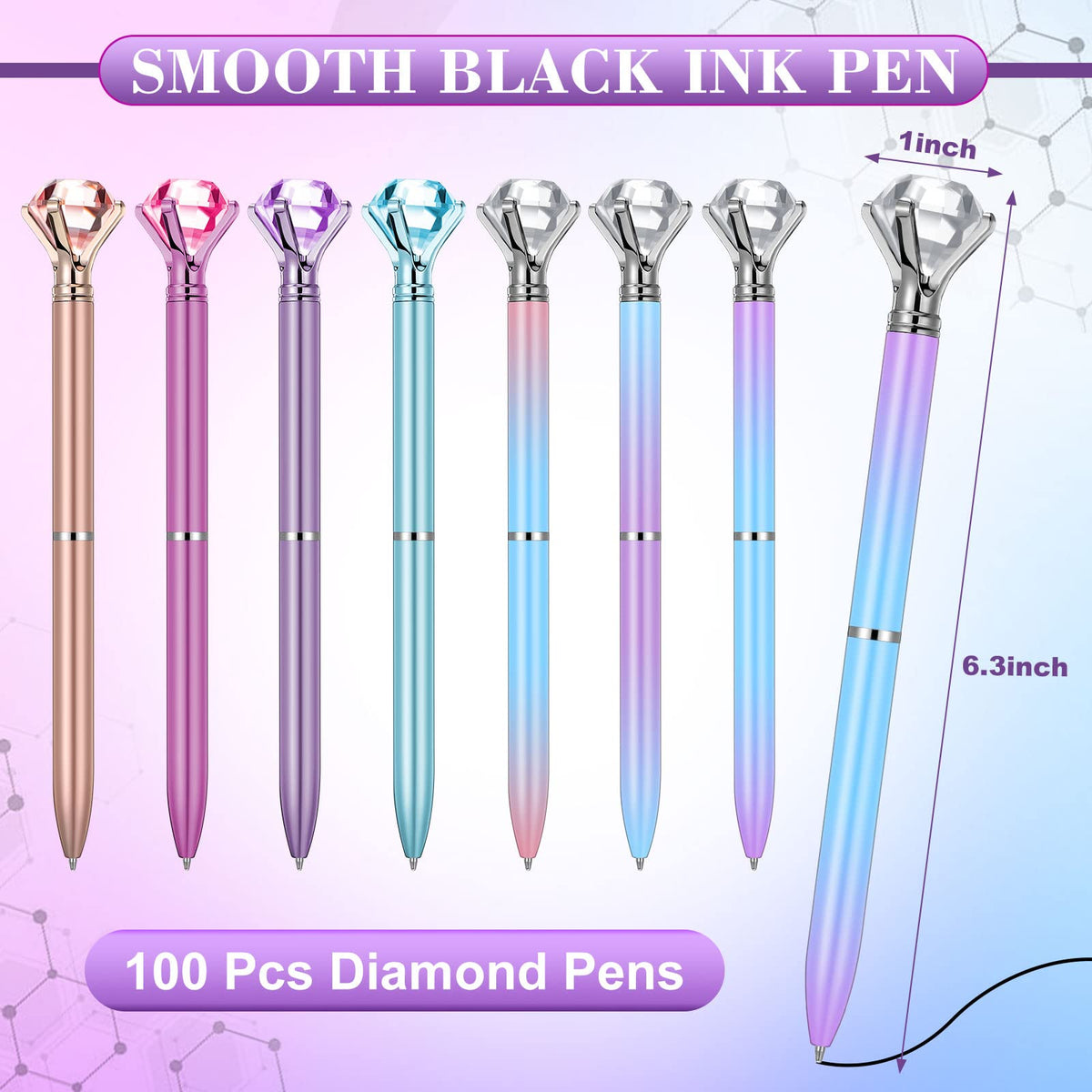 Sherr 100 Pack Crystal Diamond Pens Jewel pen Bulk, Fresh, Simple