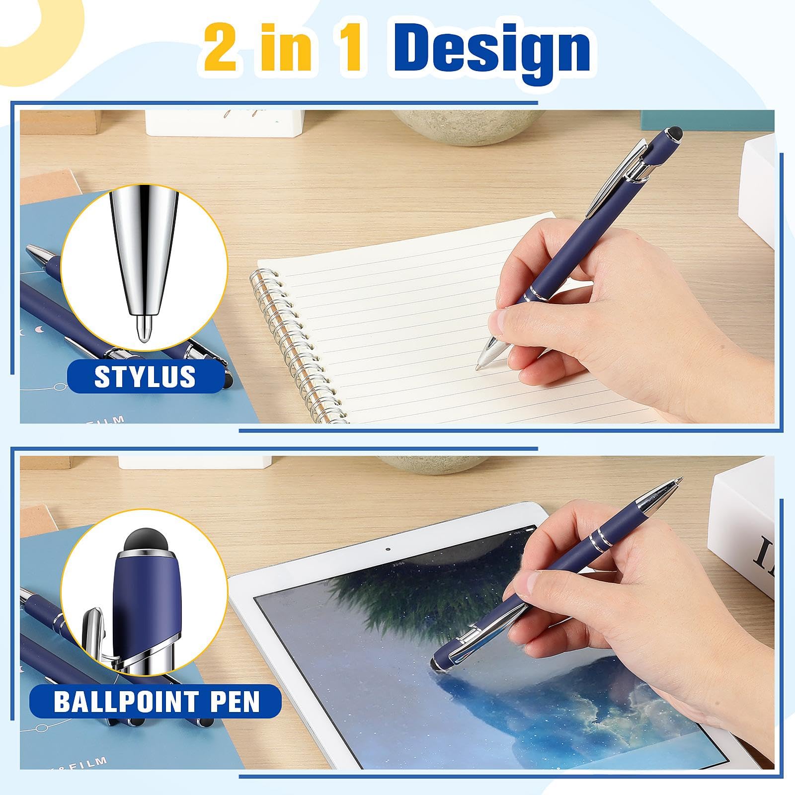 Zonon 38 Pcs Stylus Ballpoint Pens, Metal Rubberized Grip, Dark Blue