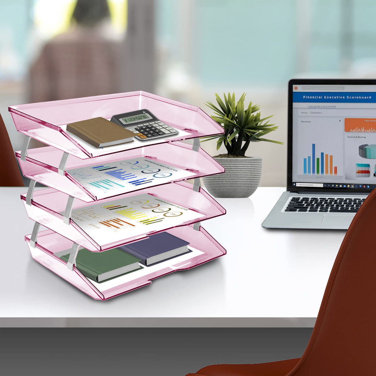 Acrimet Facility 4 Tier Letter Tray, Side Load, Letter Size/A4, Desktop File Organizer, Plastic
