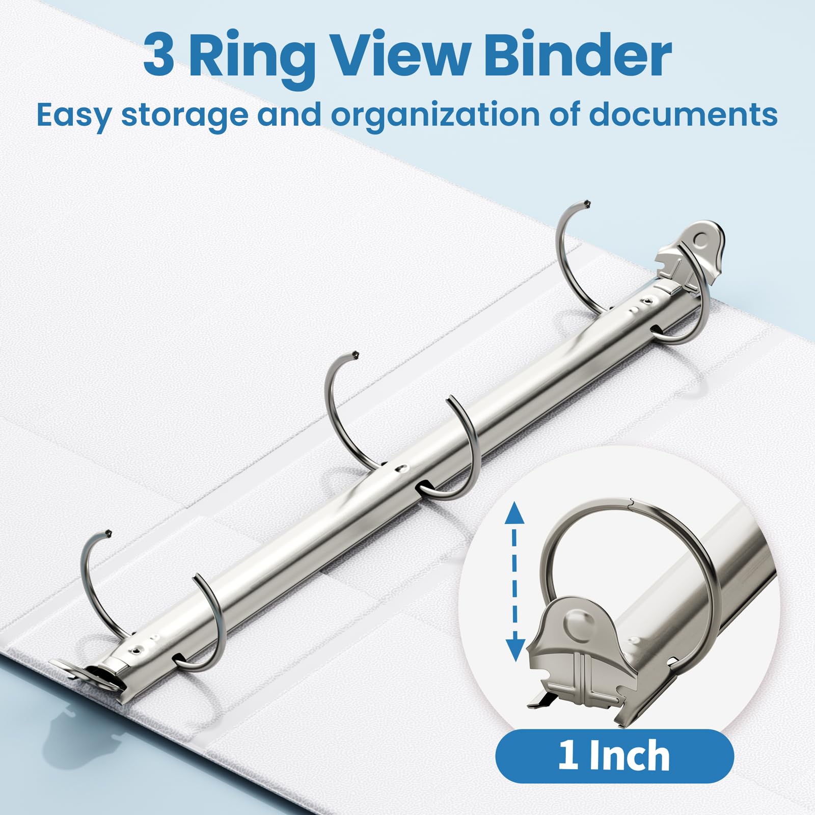 SUNEE 1 Inch Binders 3 Ring 6 Pack, Clear View Three Ring Binder PVC-Free (Fit 8.5x11 Inches) for