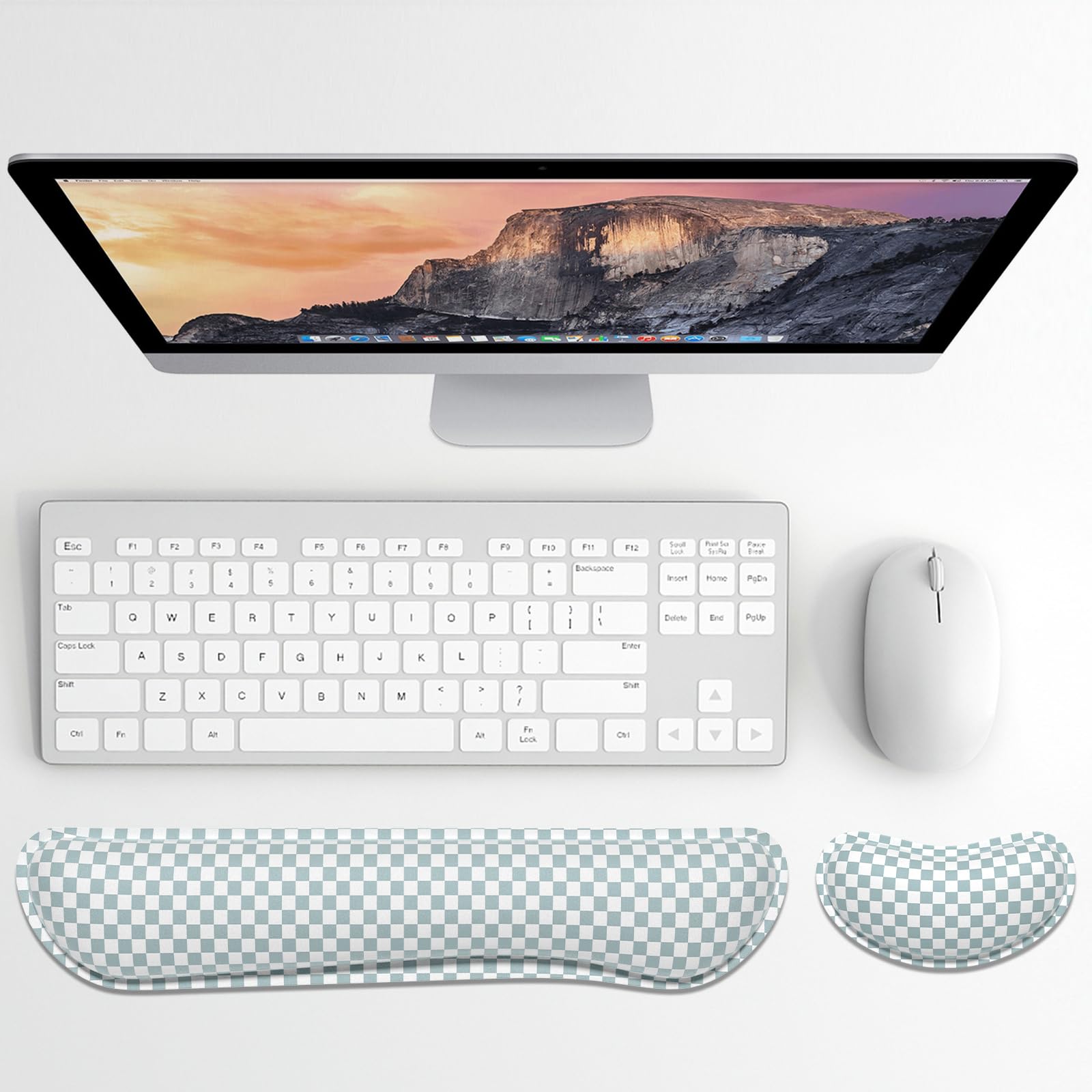 Dapesuom Enlarge Keyboard Wrist Rest Set,Memory Foam,Non-Slip,Sage Green