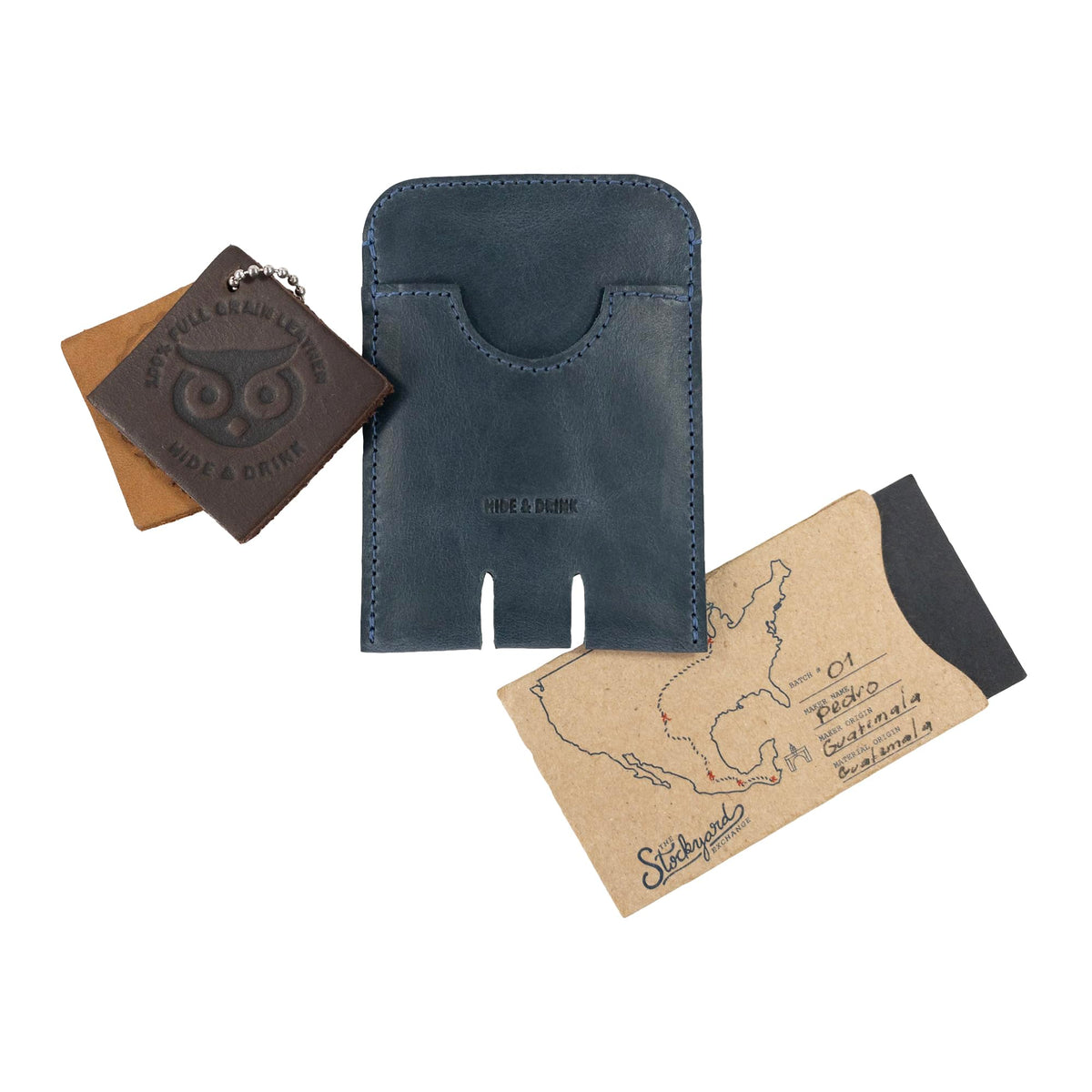 Hide & Drink, Business Push Card Holder, Minimalist Cash Organizer Handmade from Full Grain Leather
