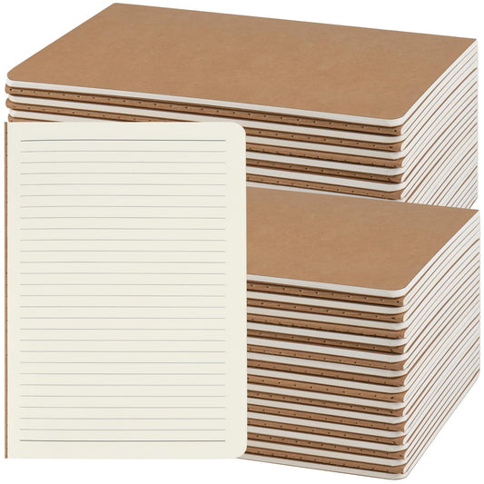 ZCZN 50 Pack A5 Kraft Notebooks Bulk, 8.15x5.5 Inches Lined Paper Journaling Notebooks, Notebooks