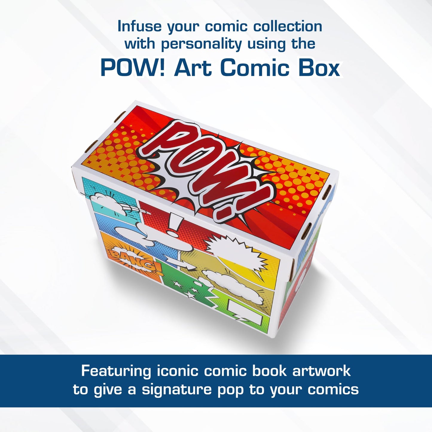 BCW Pow! Comic Book Storage Short Box - 2 Pack | Color Comic-Inspired Artwork | Holds 150–175