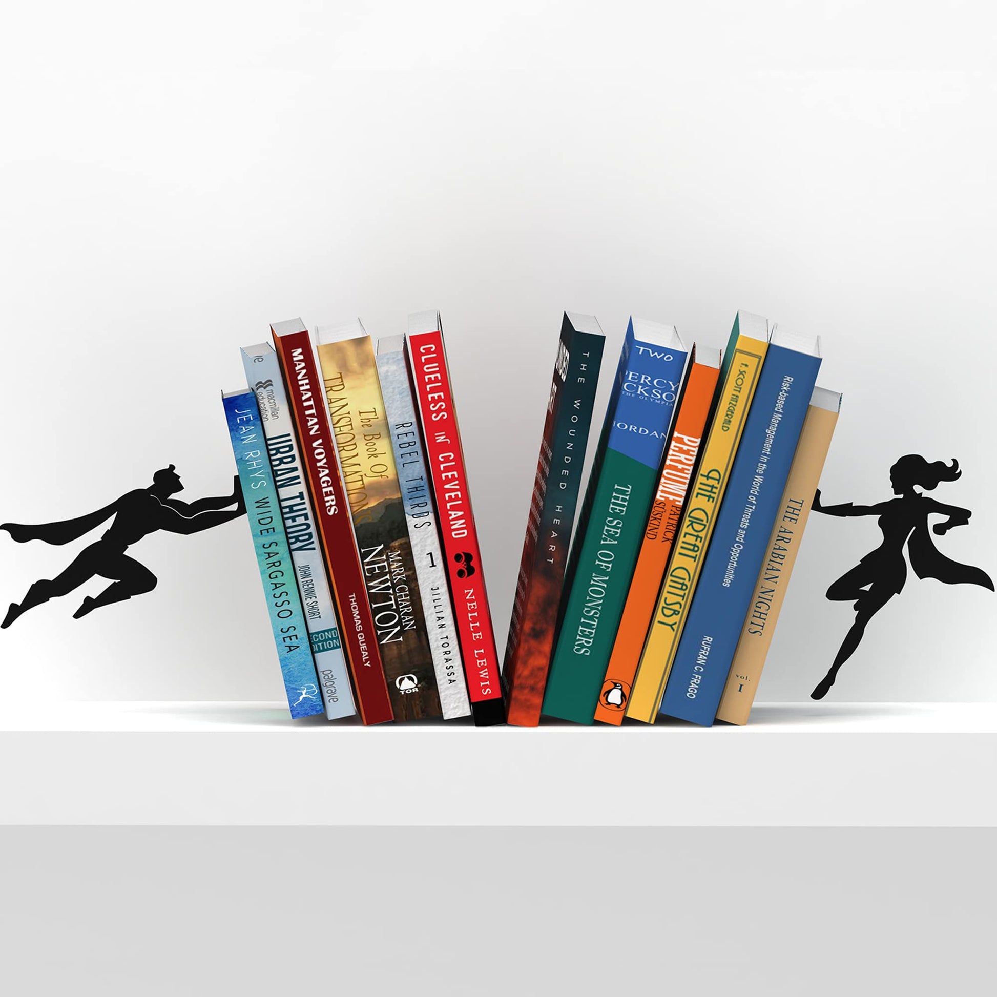 Bookends for Shelves - Superhero&Supergal - Heavy Duty Metal Book Ends