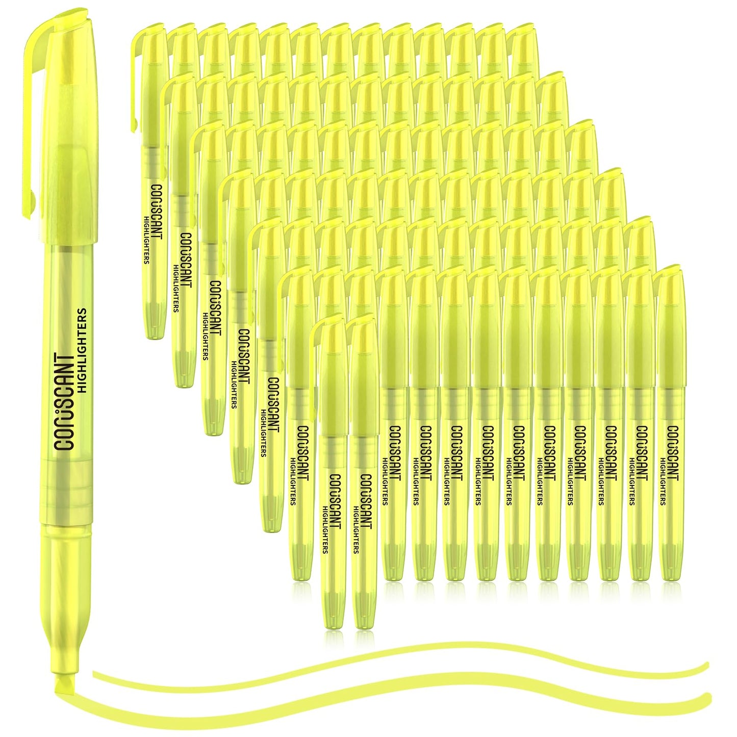 coruscant 80 packs of highlighters, yellow highlighter, wide chisel tip marking, quick drying, bulk