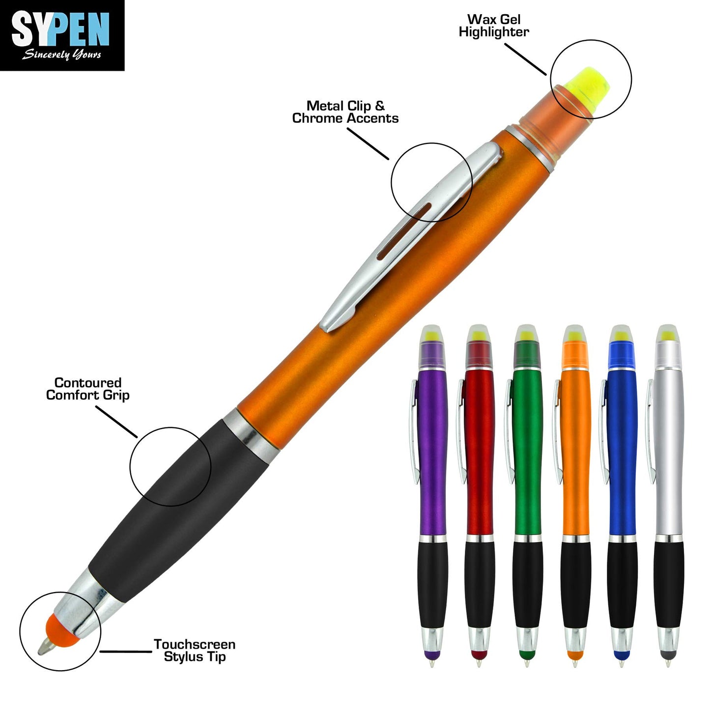 SyPen Bible Highlighter with Pen and Stylus for Touchscreens, 3 in 1 Combo, All Yellow