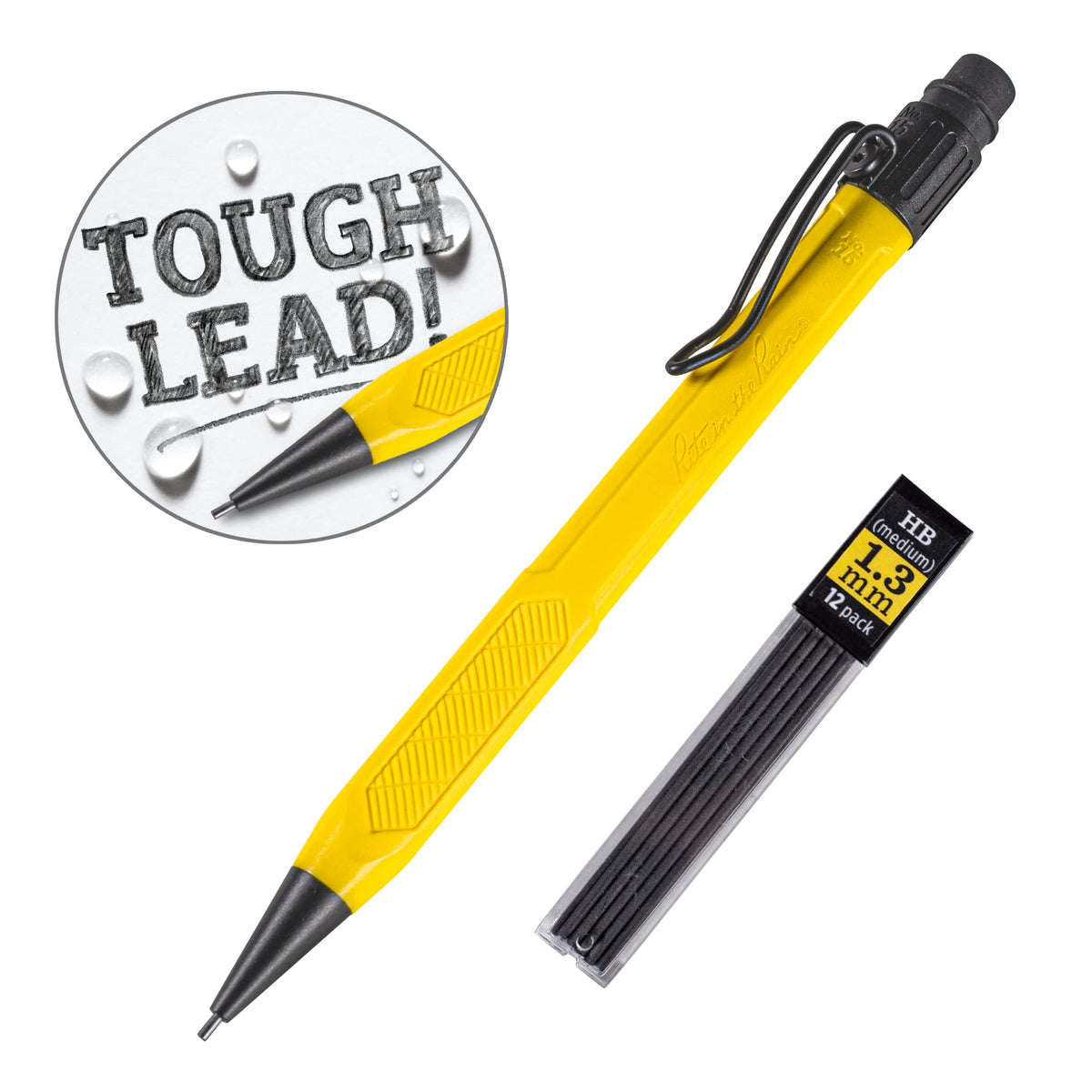 Rite in the Rain Weatherproof Mechanical Pencil, Yellow Barrel, 1.3mm Dark Lead, 12 lead refills