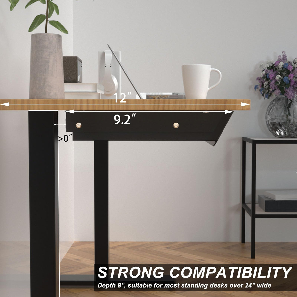 Gaxomo Under Desk Drawer with Removable Tray, 22.4" Wide 2-in-1 Organizer – 60° Ergonomic Tilt