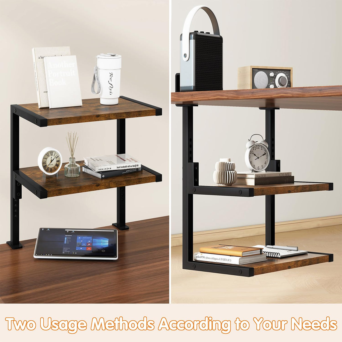 IBUYKE Clamp on Desk Organizer Shelf,Desk Extender Shelves UTMZ007H