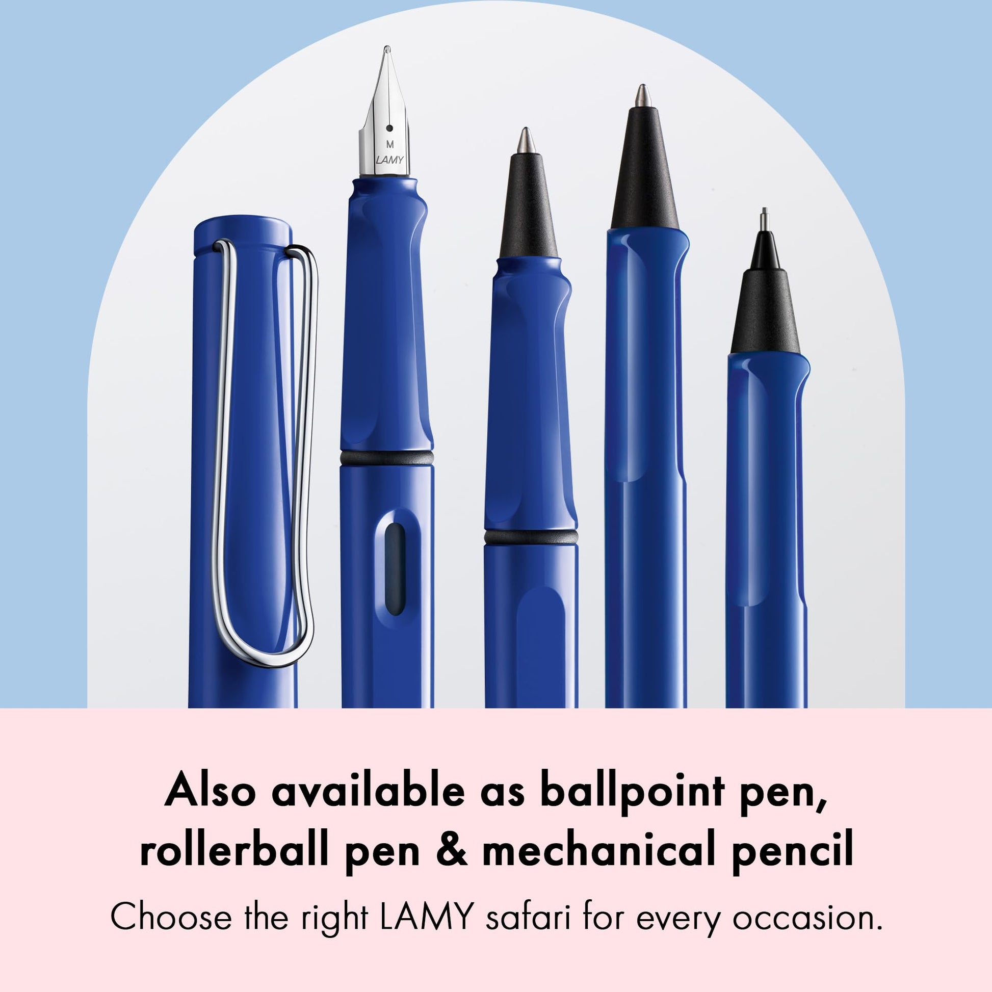 LAMY safari blue - Fountain Pen with ergonomic grip & polished steel nib in size B - ideal for any