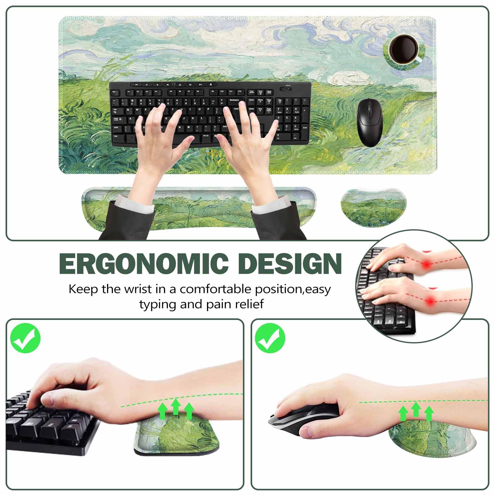 ToLuLu Extended Gaming Mouse Pad, Memory Foam Keyboard Mouse Wrist Rest Set
