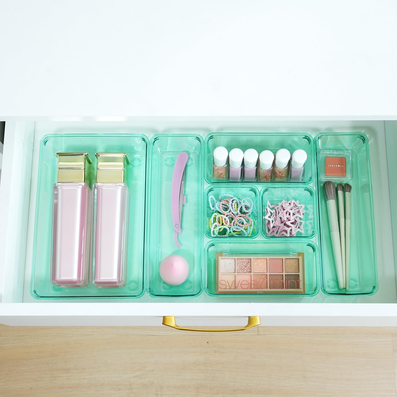 Trotianingyu Kitchen Desk Drawer Organizers Storage for Office, Small Acrylic Vanity Trays Makeup