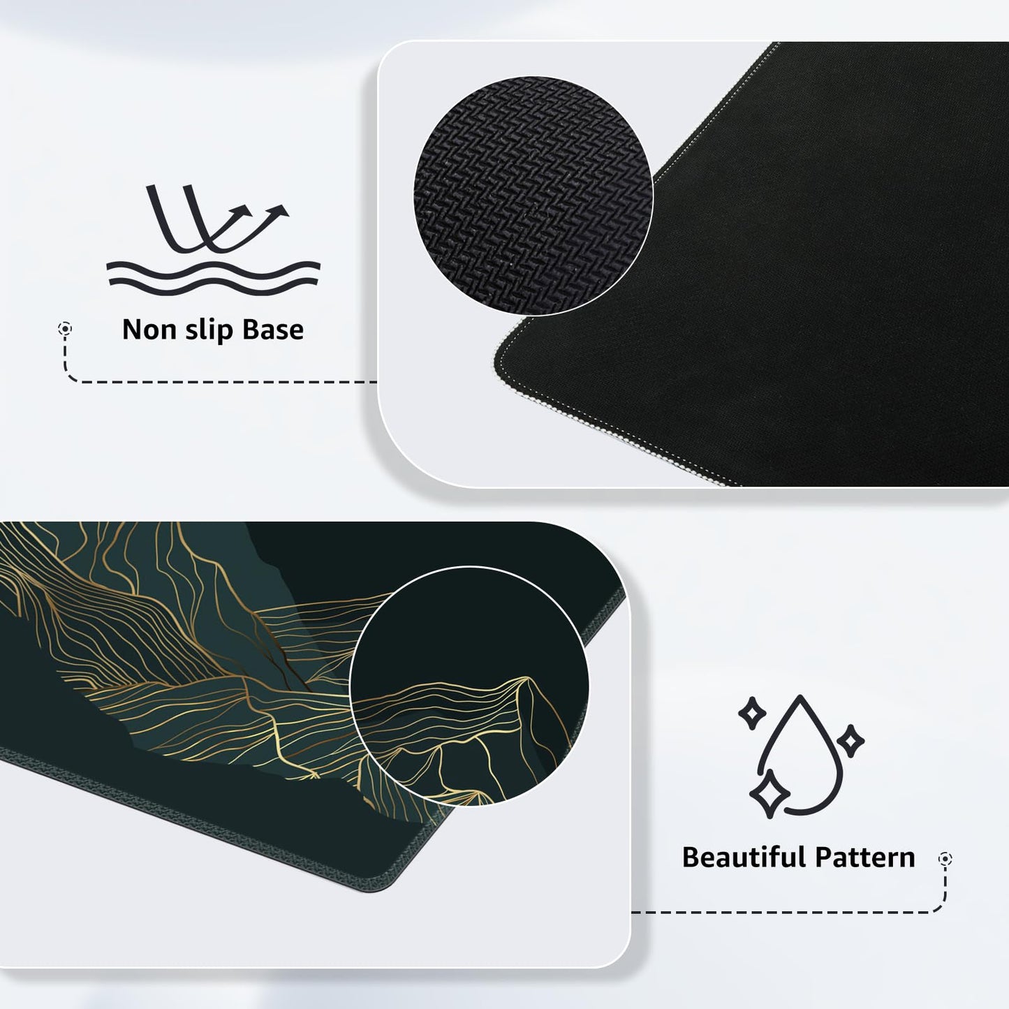 iCasso Large Mouse Pad, XXL Green Mousepad,A-Mountain Cyan Extended