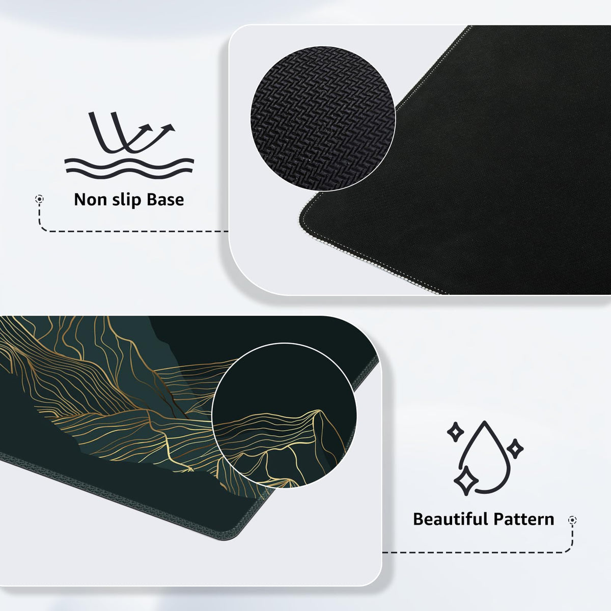 iCasso Large Mouse Pad, XXL Green Mousepad,A-Mountain Cyan Extended
