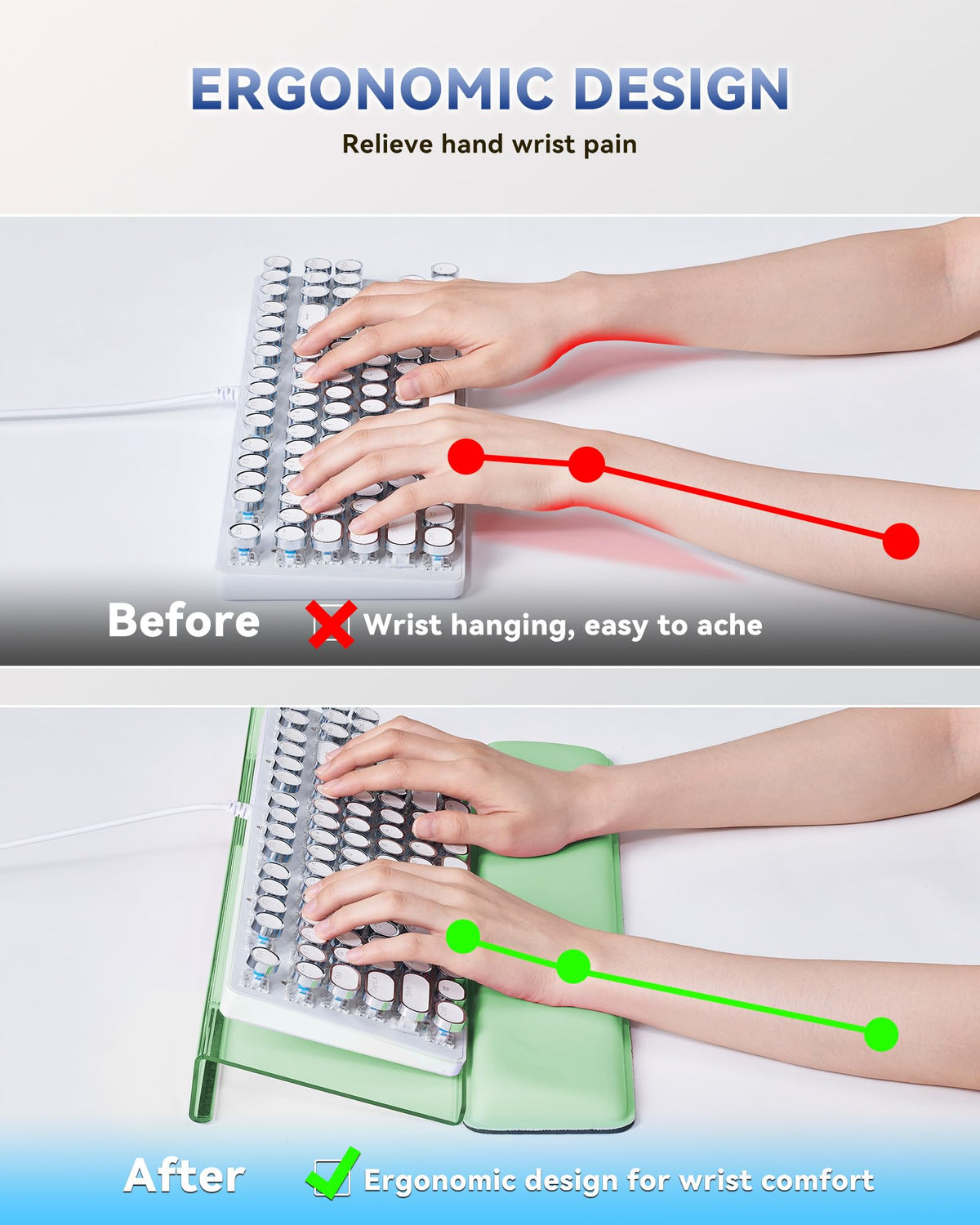 Laborio Computer Keyboard Wrist Rest, Keyboard Riser Stand for Desktop