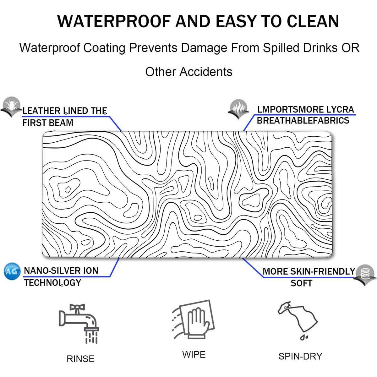 TEDNETGO Extra Large Mouse Pad, Gaming Mouse Pad, Waterproof Extra Large Mousepad with Stitched