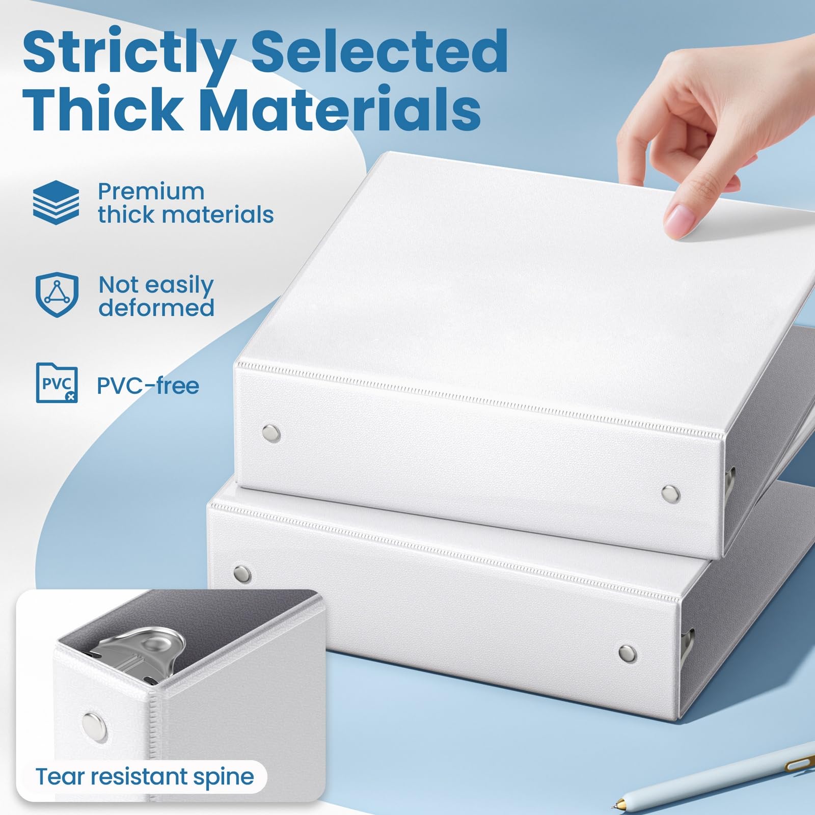 SUNEE 3 Ring Binders 2 Inch 8 Pack, Clear View Binders Three Ring PVC-Free (Fit 8.5x11 Inches) for