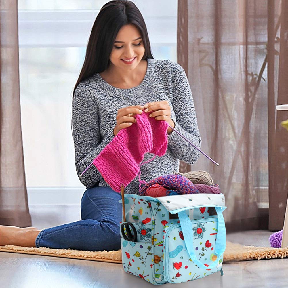 SumDirect Yarn Bag, Knitting Organizer Tote Bag Portable Storage Bag for Yarns, Carrying Projects