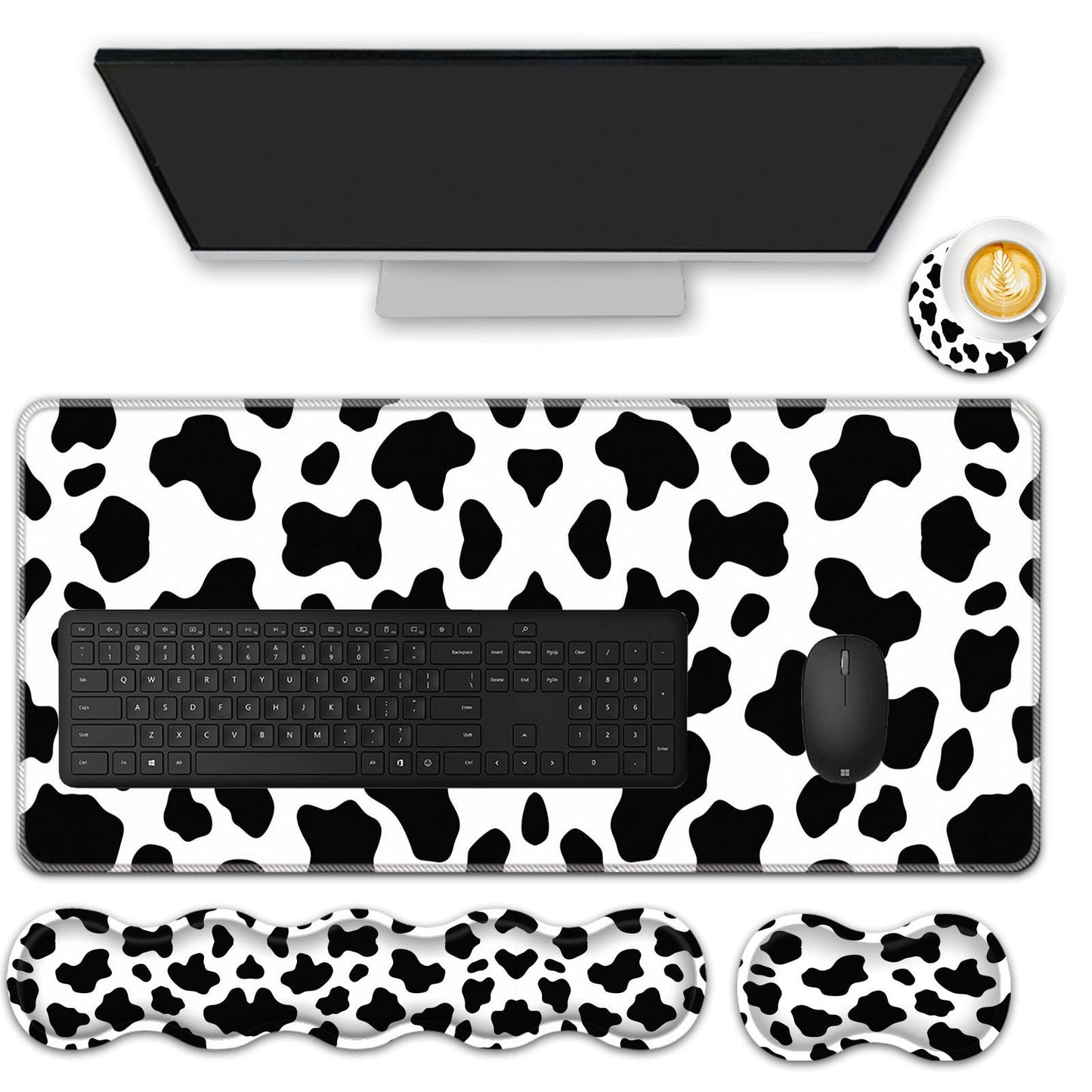 FGDRFGRW Mouse Pad Set,(31.5×11.8 in) Desk Pad + Keyboard Wrist Rest Support + Mouse Wrist Rest +
