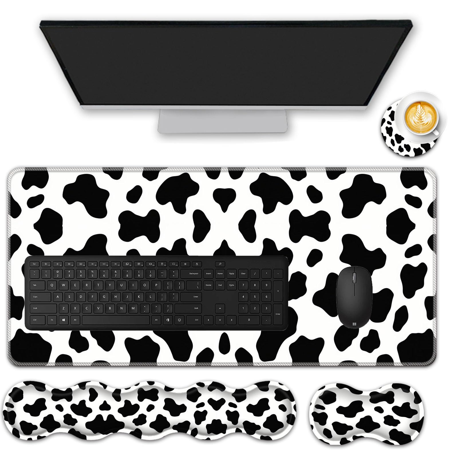 FGDRFGRW Mouse Pad Set,(31.5×11.8 in) Desk Pad + Keyboard Wrist Rest Support + Mouse Wrist Rest +