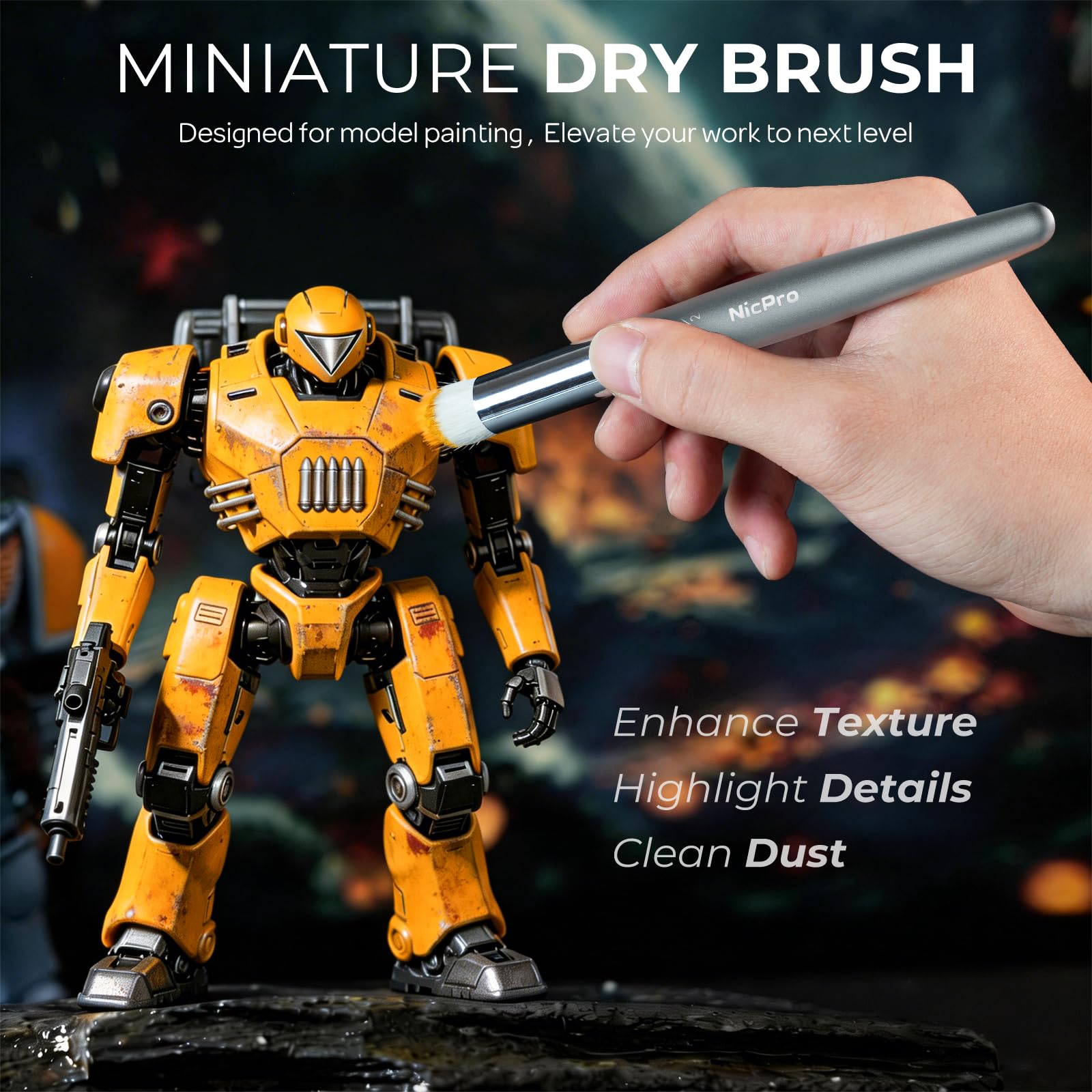 Nicpro 30 PCS Miniature Paint Brushes & Dry Brush, Model Paint Brush Set