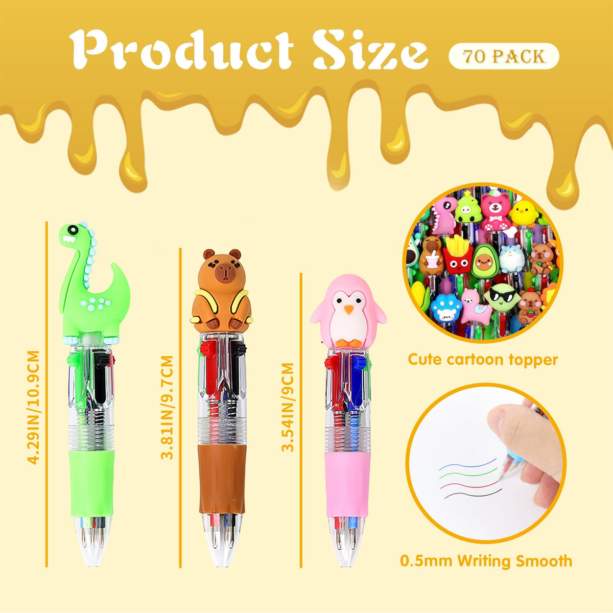 70 Pcs Mini Multicolor Pens in One 4-in-1 Fun Pens Bulk Gifts Party Favors