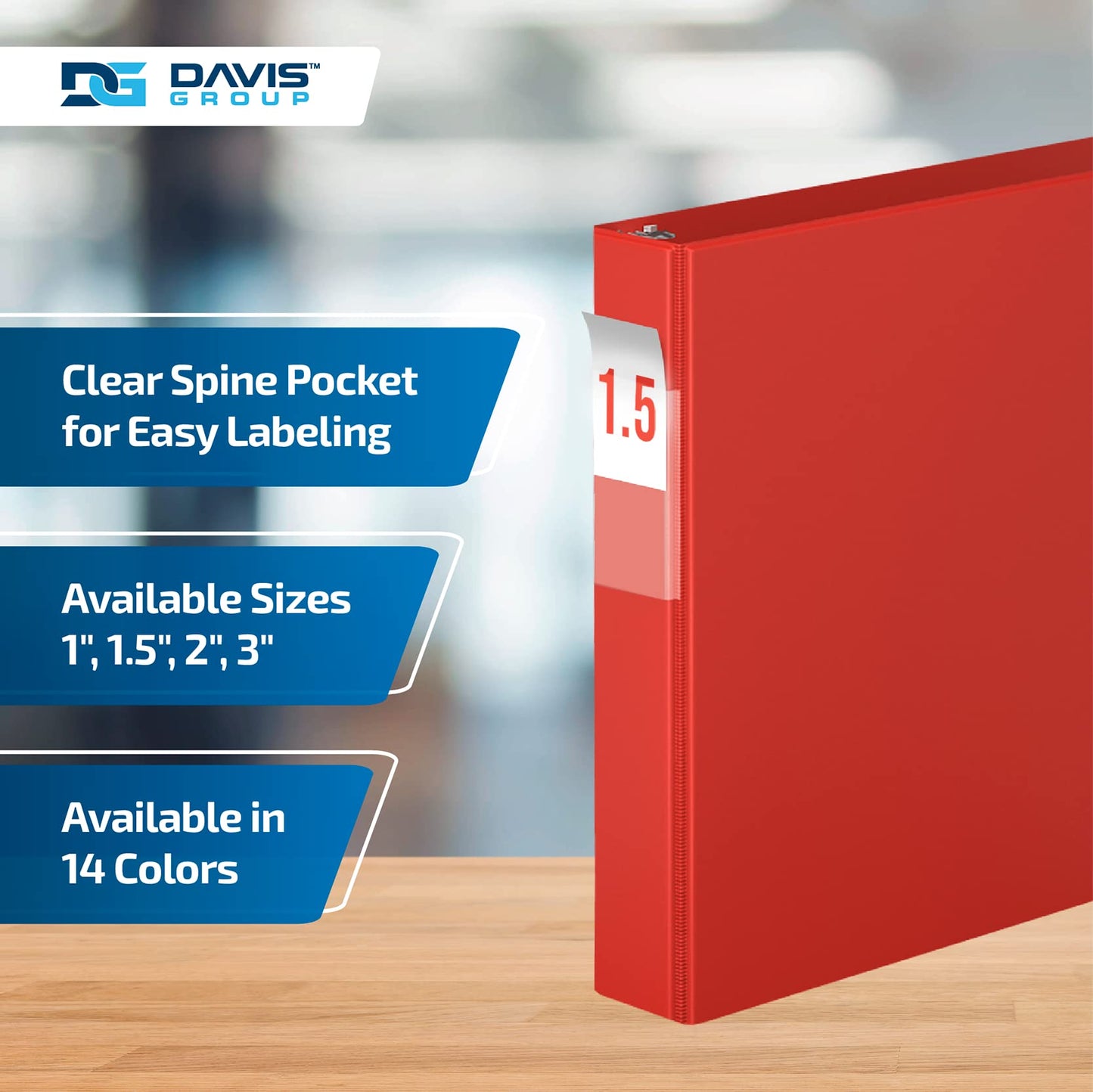 Premium Economy 1.5-Inch Binders, 3-Ring Binders for School, Office, or Home, Colored Binder
