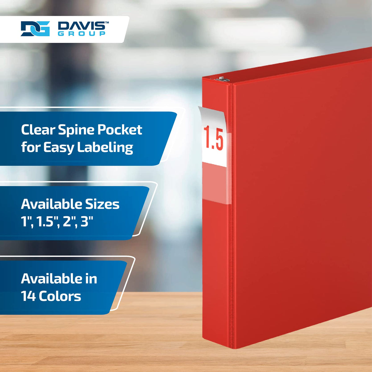 Premium Economy 1.5-Inch Binders, 3-Ring Binders for School, Office, or Home, Colored Binder