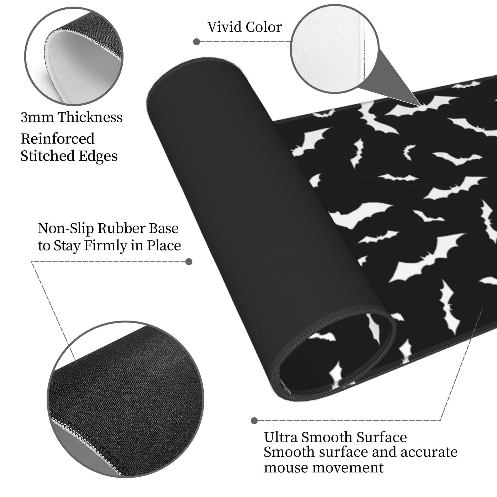 Sigouyinei Extra Large Desk Pad 31.5x12in Office Gaming Non-Slip Mouse Pad