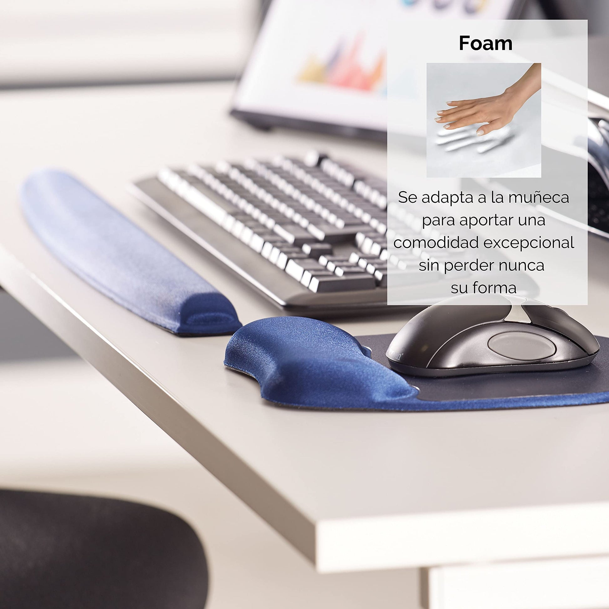 Fellowes Memory Foam Keyboard Wrist Rest - Ergonomic Wrist Support for Computer Laptop and Home
