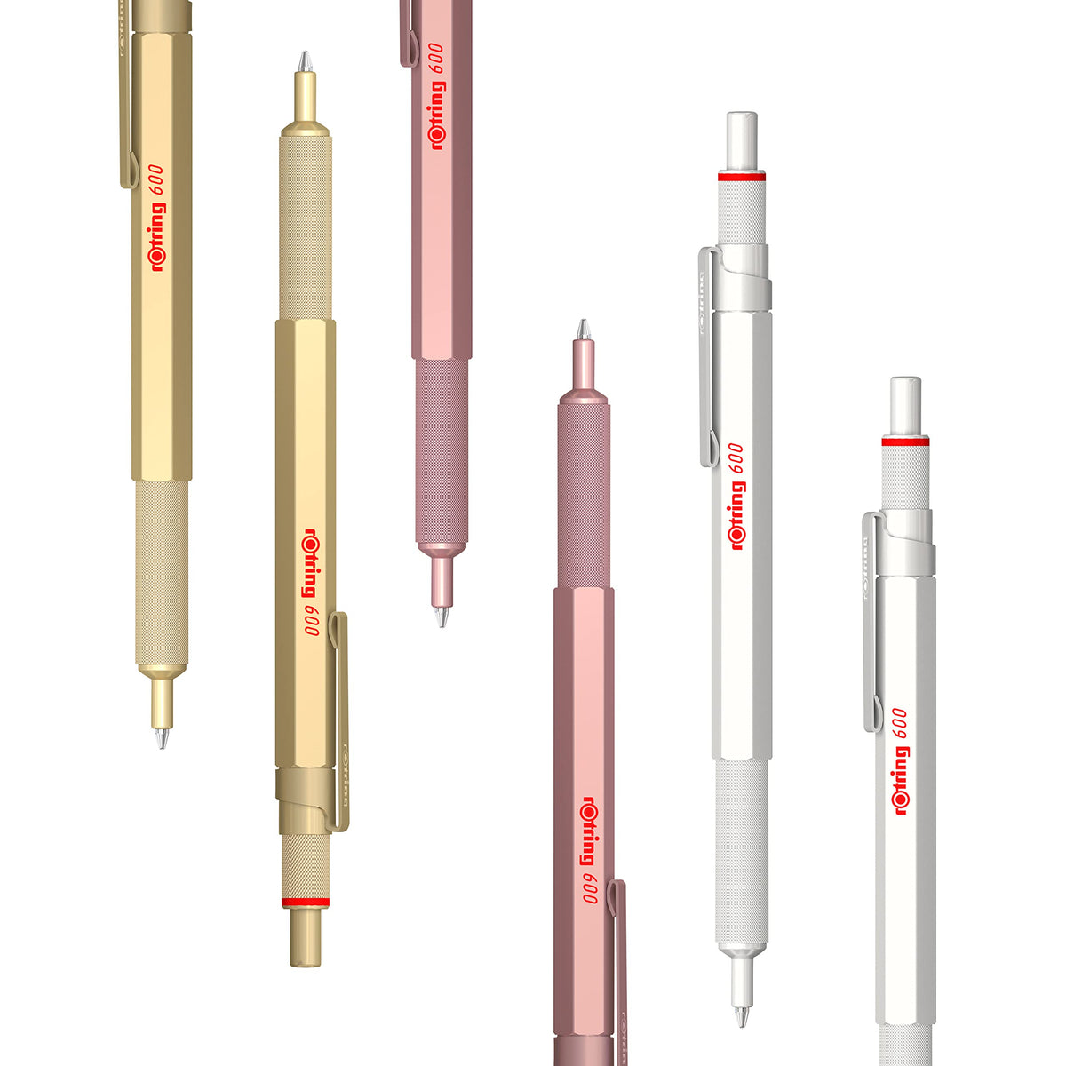 rOtring 600 Metallic Ballpoint Pen, Medium point, Black Ink, Gold Barrel, Refillable, 1 Count